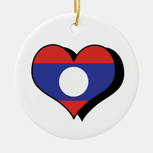 I Kärlek Laos Flagga Ornament (Framsidan)