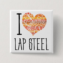 I Kärlek Lap Steel Orange Mandala Heart Knapp
