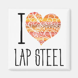 I Kärlek Lap Steel Orange Mandala Heart Magnet
