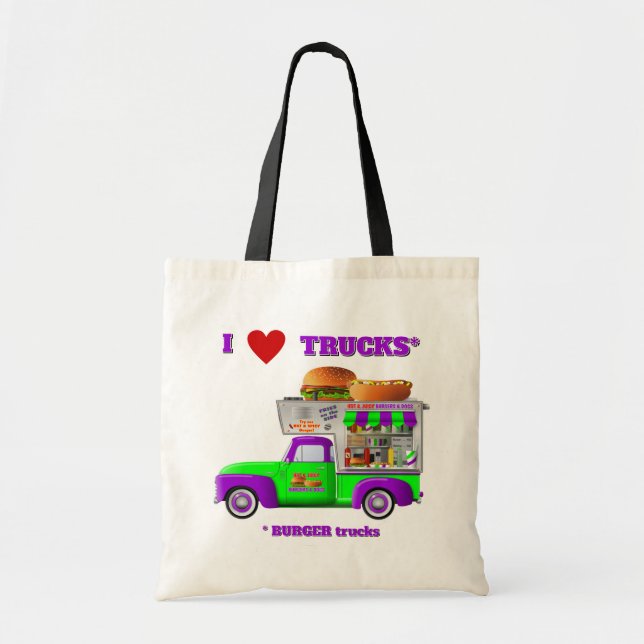 I Kärlek Lastbilar (Burger Lastbilar) Tote Bag Tygkasse (Framsidan)