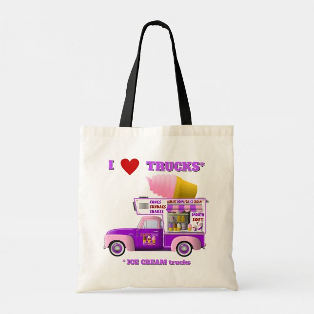 I Kärlek Lastbilar (Ice Cream Lastbilar) Tote Bag Tygkasse (Baksida)