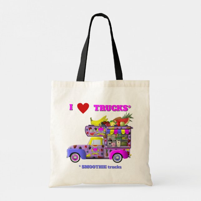 I Kärlek Lastbilar (Smoothie Lastbilar) Tote Bag Tygkasse (Baksida)