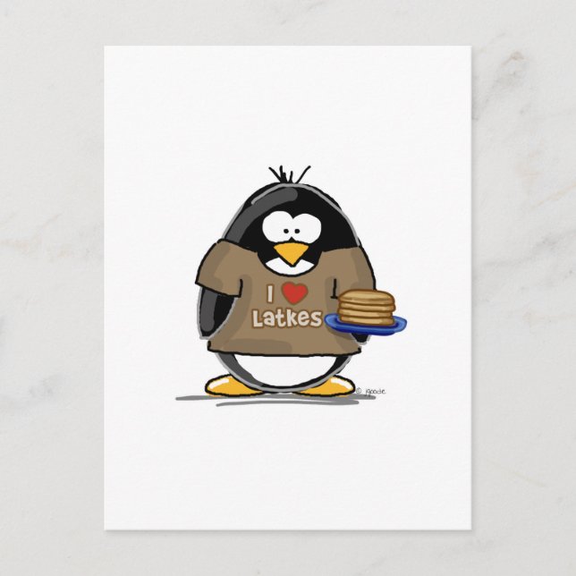 I Kärlek Latkes Penguin Vykort (Framsida)