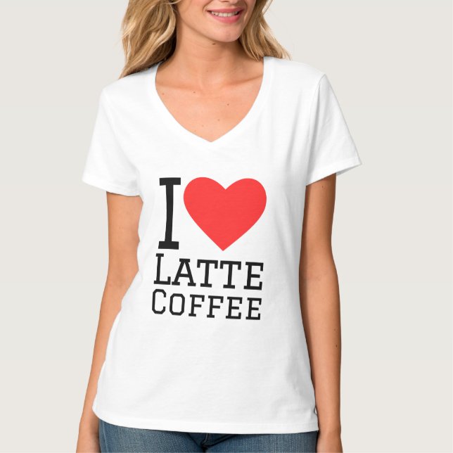I kärlek latte kaffe t shirt (Framsida)