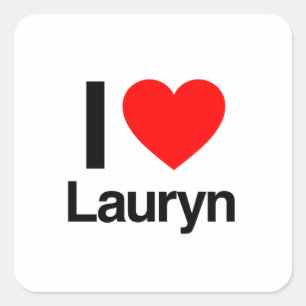 i kärlek lauryn fyrkantigt klistermärke