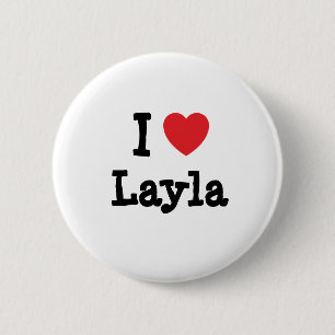 I kärlek Layla hjärta T-Shirt Knapp