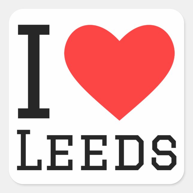 I kärlek Leeds Fyrkantigt Klistermärke (Framsida)