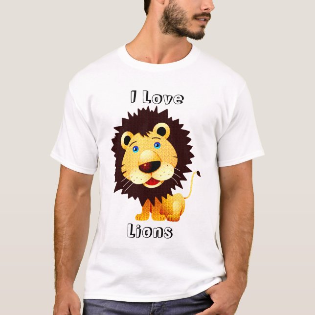 I Kärlek Lejon-Diamanter Struktur Mönster Tee Shirt (Framsida)