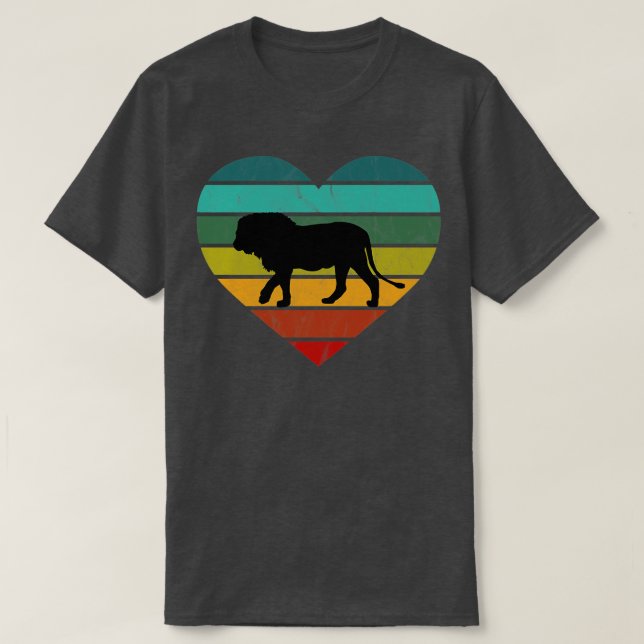 I Kärlek Lejon Retro Heart T Shirt (Design framsida)