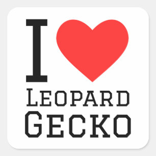I kärlek leopard gecko fyrkantigt klistermärke