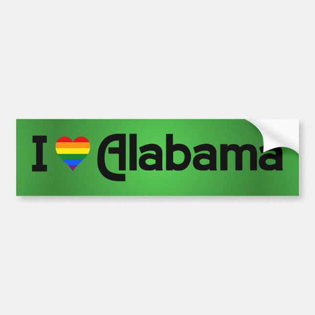 I kärlek LGBT Alabama Bumper Sticker Bildekal (Framsidan)