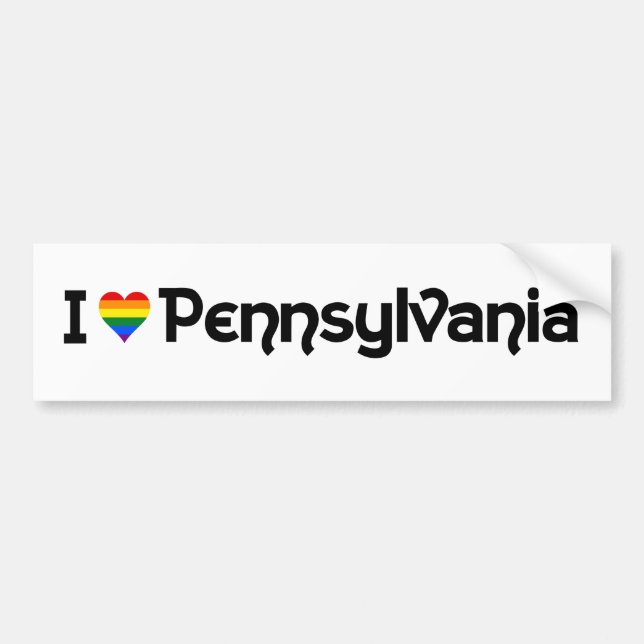 I kärlek LGBT Pennsylvania State Bumper Sticker Bildekal (Framsidan)