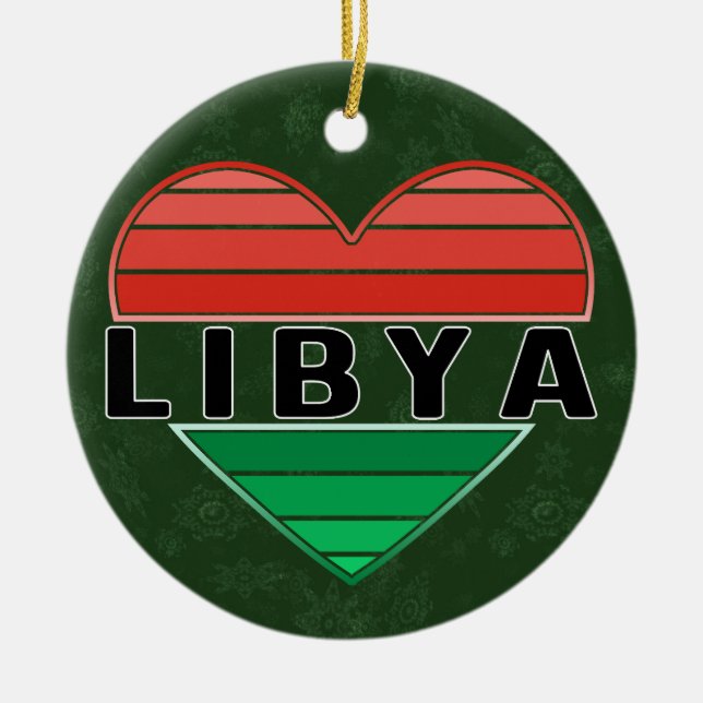 I Kärlek Libyen, Libyen, libyskt hjärta Julgransprydnad Keramik (Framsidan)
