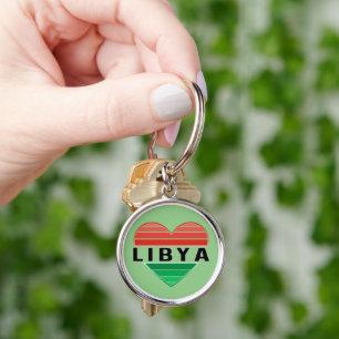 I Kärlek Libyen, Libyen, libyskt hjärta Rund Silverfärgad Nyckelring