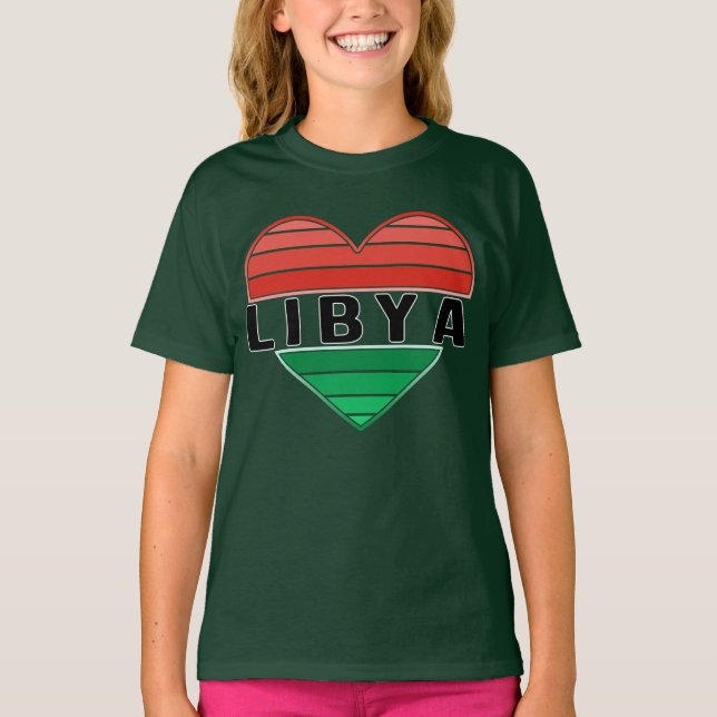 I Kärlek Libyen, Libyen, libyskt hjärta T Shirt (Framsida)