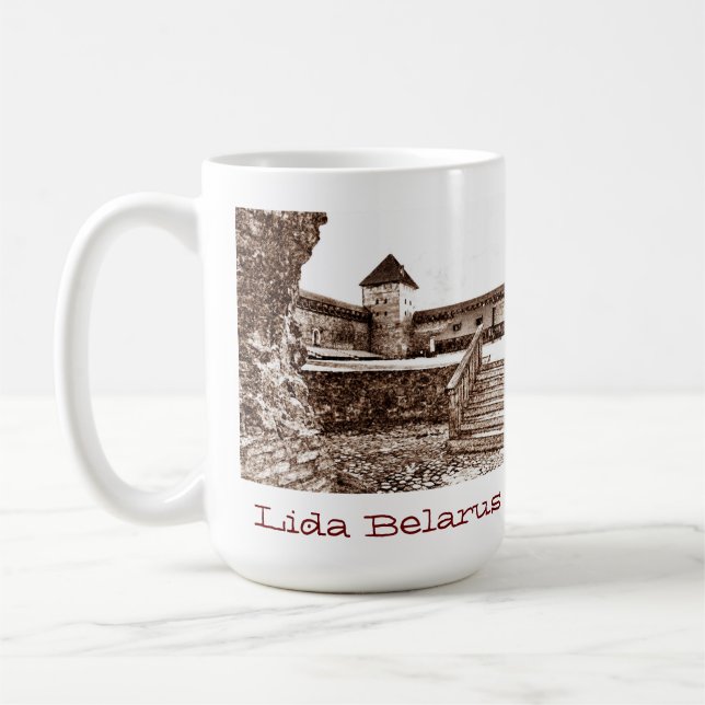 I Kärlek Lida Belarus Architecture Castle Sketch Kaffemugg (Vänster)