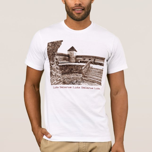 I Kärlek Lida Belarus Architecture Castle Sketch T Shirt (Framsida)