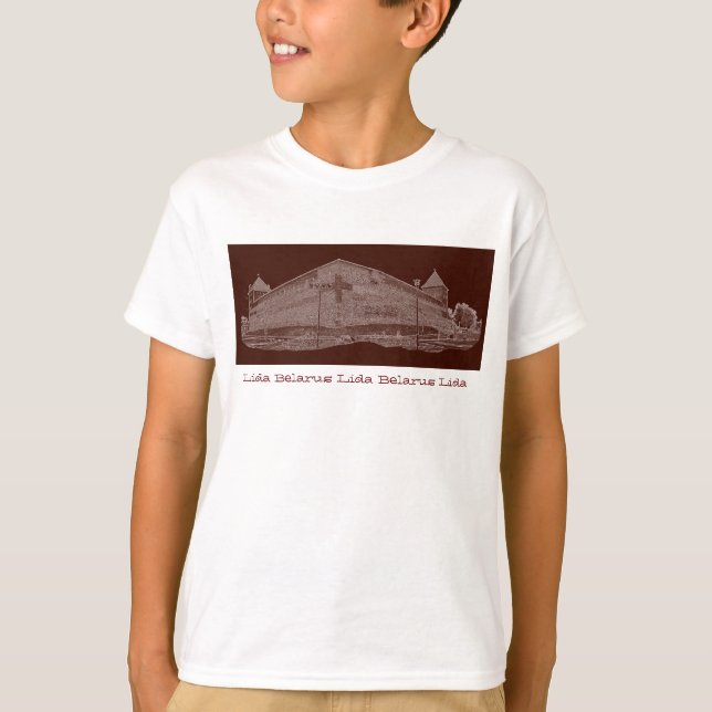 I Kärlek Lida Belarus Architecture Castle Sketch T Shirt (Framsida)