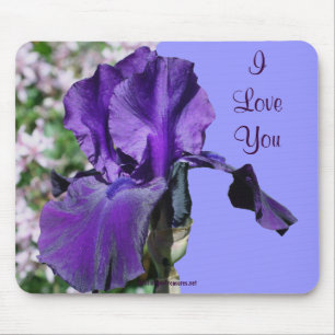 I Kärlek Lila du Iris Flower Photo Mousepad Musmatta