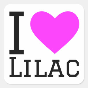 I kärlek lilac fyrkantigt klistermärke