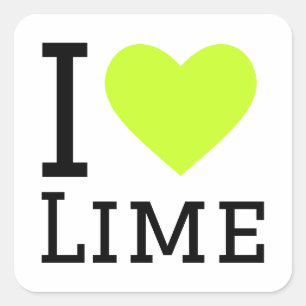 I kärlek lime fyrkantigt klistermärke