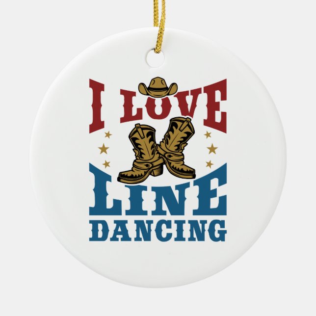 I Kärlek Line Dancing Julgransprydnad Keramik (Framsidan)