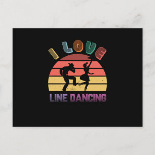 I Kärlek Line Dancing Line Dance CowboyBoots Gift Vykort