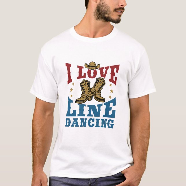 I Kärlek Line Dancing T Shirt (Framsida)