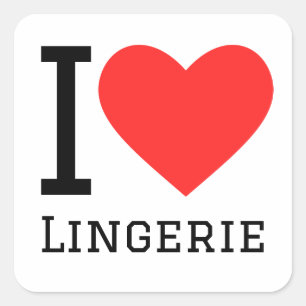 I kärlek lingerie fyrkantigt klistermärke