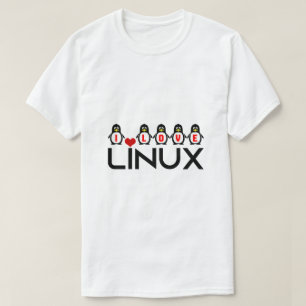 I kärlek Linux penguins lustiga, unika geek T Shirt