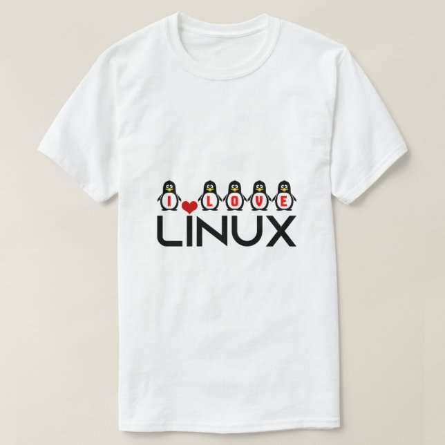 I kärlek Linux penguins lustiga, unika geek T Shirt (Design framsida)