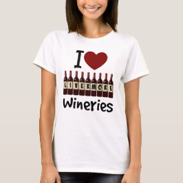 I Kärlek Livermore Wineries Heart och Vin Flaskor T Shirt