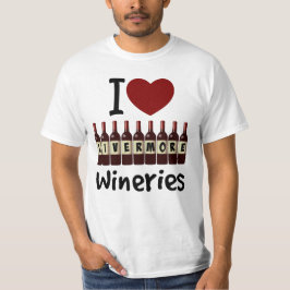 I Kärlek Livermore Wineries Heart och Vin Flaskor T Shirt