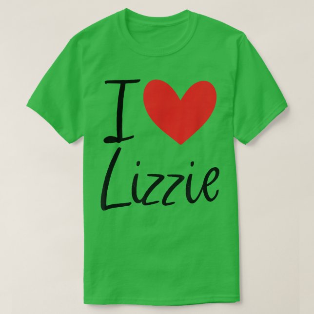 I Kärlek Lizzie Namn Personlig Girl Woman BFF Fri T Shirt (Design framsida)