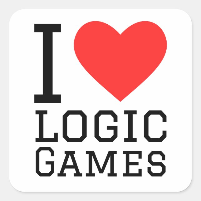 I kärlek logiska spel fyrkantigt klistermärke (Framsida)