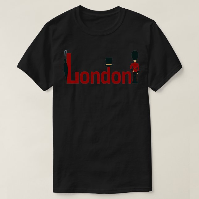 I Kärlek London, London England Souvenir Illustrat T Shirt (Design framsida)