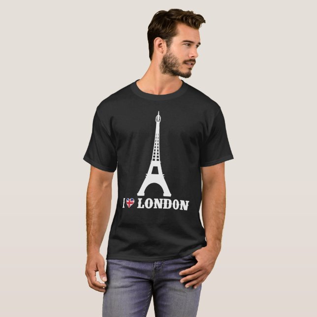 I Kärlek London T-Shirt Eiffel Torn Skojjar jag Jo (Hel framsida)