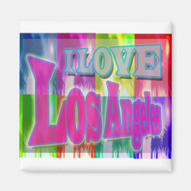 "I KÄRLEK Los Angeles" Colorful Handflatan Magnet (Framsidan)