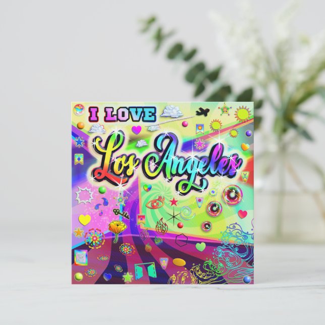 I KÄRLEK Los Angeles Coola Energy Helgdag Card Julkort (Stående Fram)