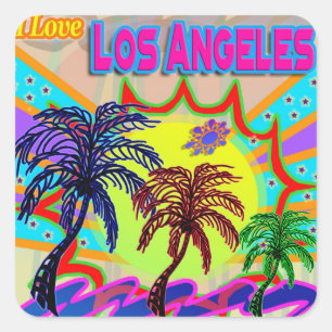 I KÄRLEK Los Angeles EInternal Sticker Fyrkantigt Klistermärke
