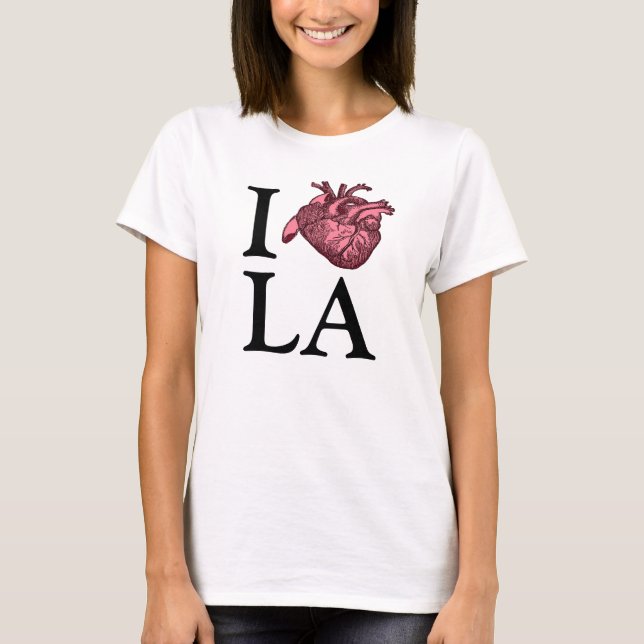 I Kärlek Los Angeles med anatomiskt korrekt hjärta T Shirt (Framsida)