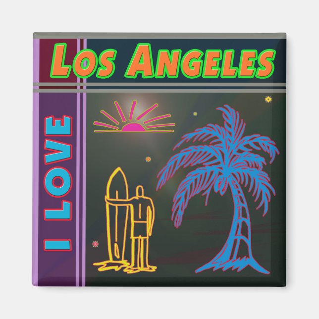 "I KÄRLEK Los Angeles" Sol, Handflatan Träd och Su Magnet (Framsidan)