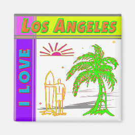 "I KÄRLEK Los Angeles"Sol Handflatan Träd och Surf Magnet