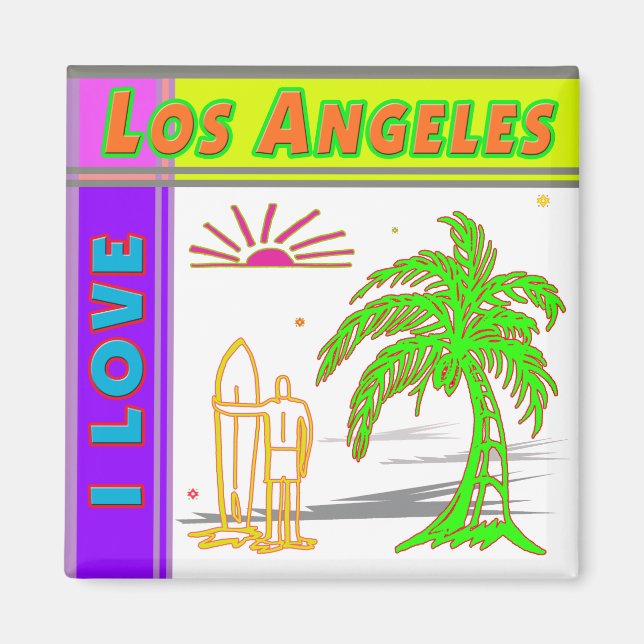 "I KÄRLEK Los Angeles"Sol Handflatan Träd och Surf Magnet (Framsidan)