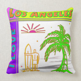 "I KÄRLEK Los Angeles" Sol Handflatan Träd&Surfer# Kudde