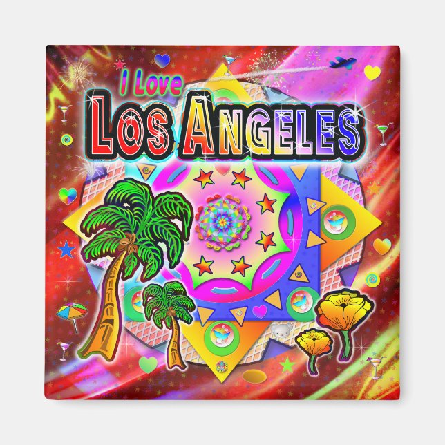 I KÄRLEK Los Angeles Tropical Friends Magnet (Framsidan)