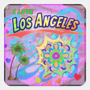 I KÄRLEK Los Angeles True Progress Sticker Fyrkantigt Klistermärke