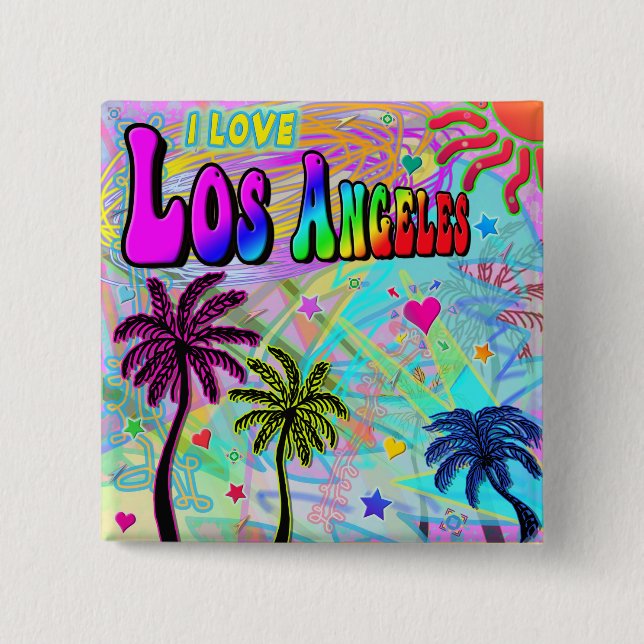 I KÄRLEK Los Angeles Vivid Romantik Button Knapp (Framsida)