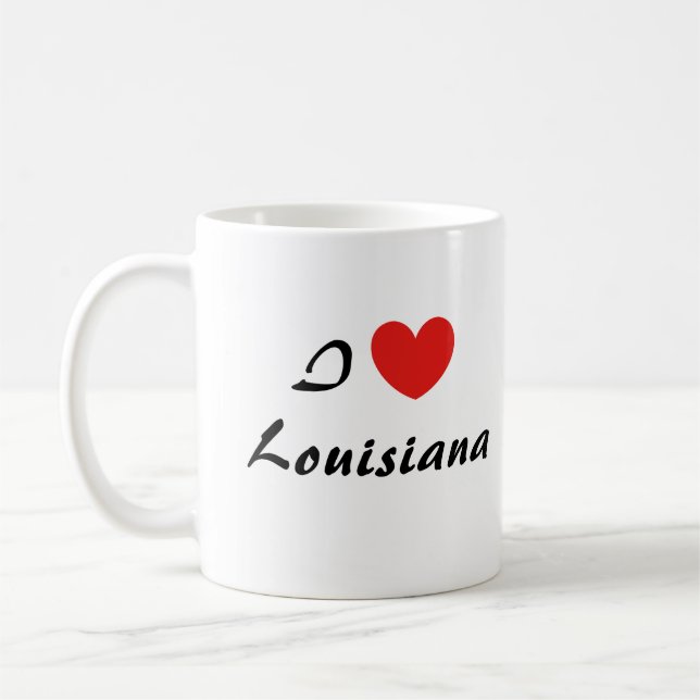 I Kärlek Louisiana Heart Typography Coffee Mugg (Vänster)