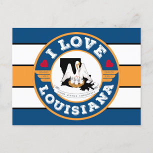 I Kärlek Louisiana Retro Rand Statlig flagga och K Vykort